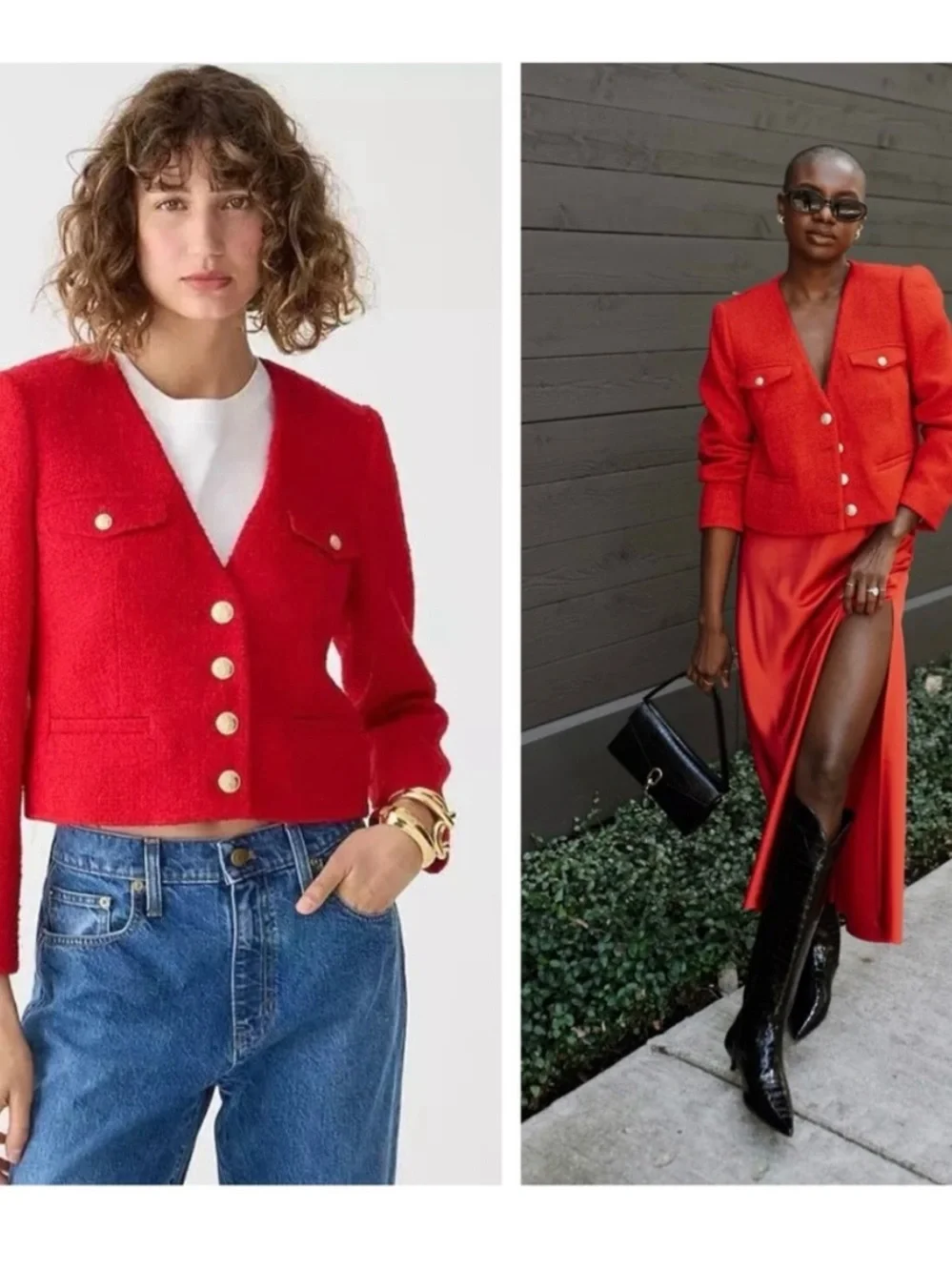 J. Crew Lady Jacket Maritime Tweed Festival Blazer Red 00
